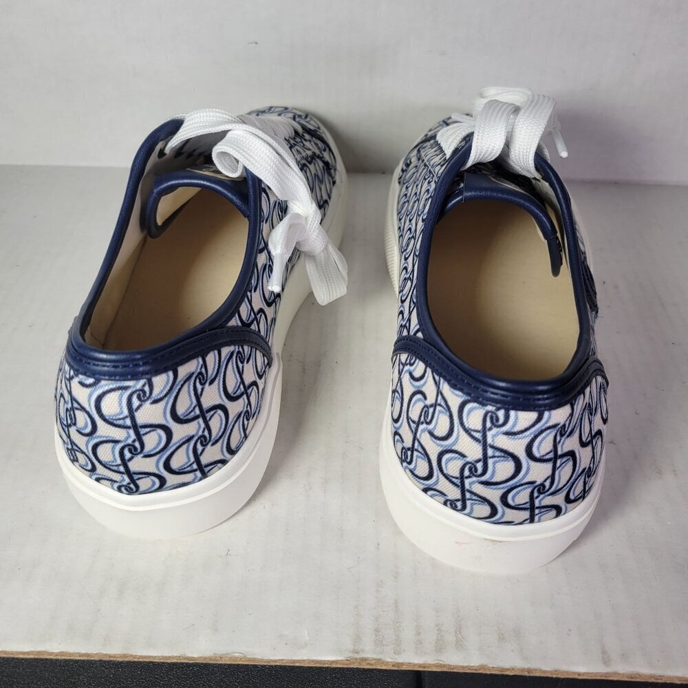 Sam & Libby Women Dina Blue Patterned Casual Canvas Lace Up Sneakers Size 8 - Picture 4 of 9